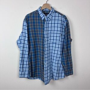 Noon Goons Shirt Mens Medium 5150 Plaid Flannel Patchwork Cotton USA Made Blue